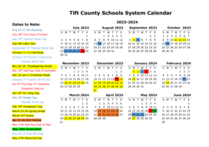 2023 2024 Calendar Approved By Board Of Education Tift County High School