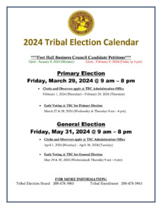 2024 Official SBT Election Calendar Shoshone Bannock Tribes