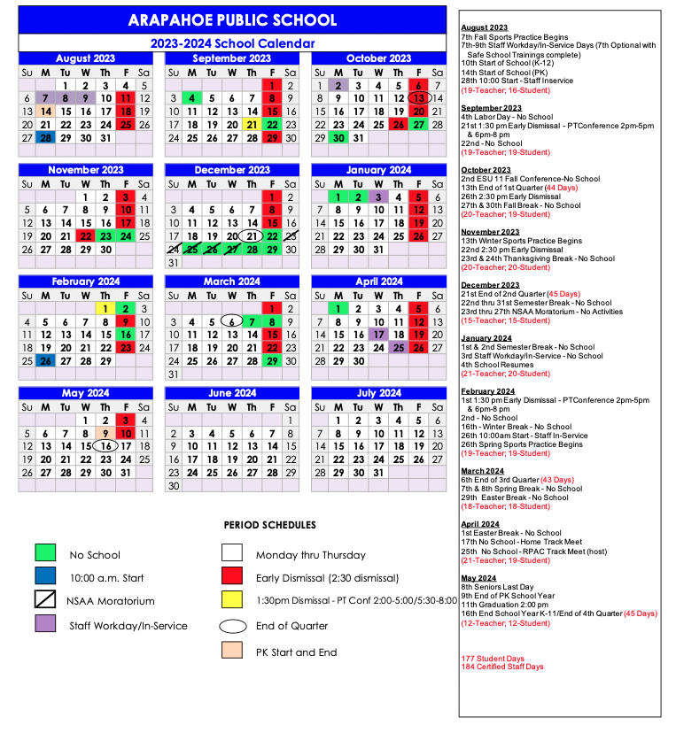 Arapahoe Public Schools Calendar 2024 PublicHolidays