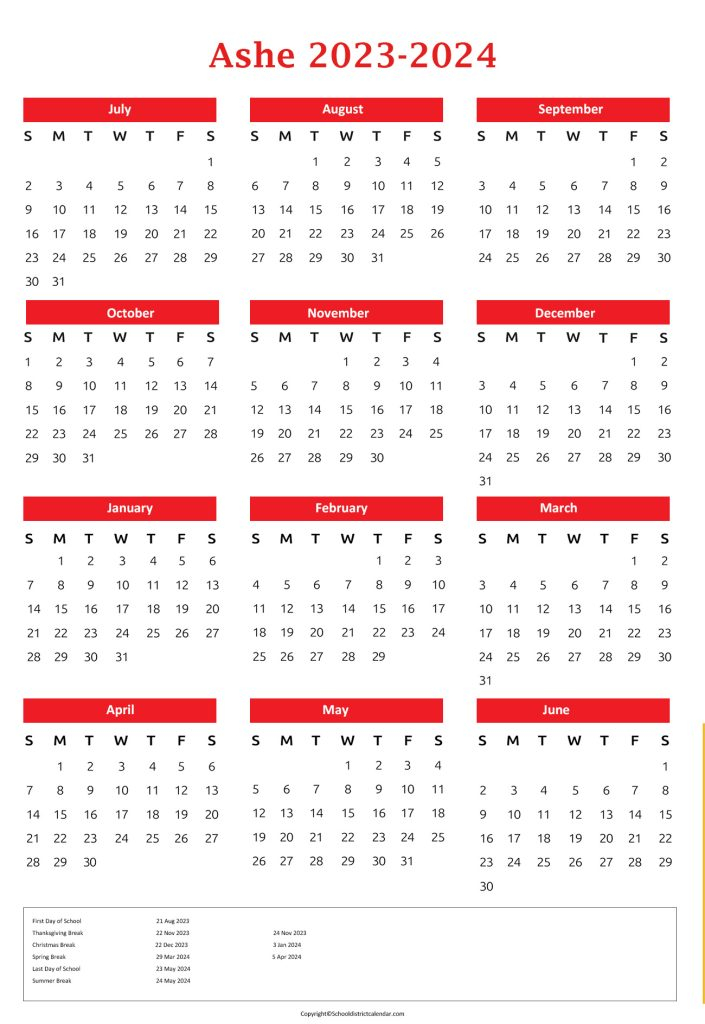 Ashe County Schools Calendar Holidays 2023 2024