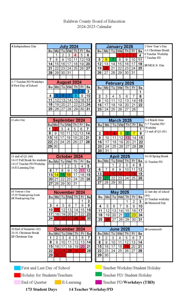 Baldwin County Public Schools Calendar 2024 2025 In PDF