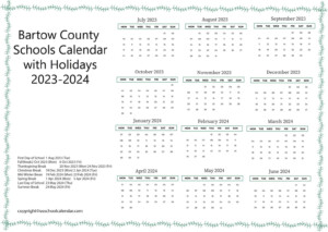 Bartow County Schools Calendar With Holidays 2023 2024