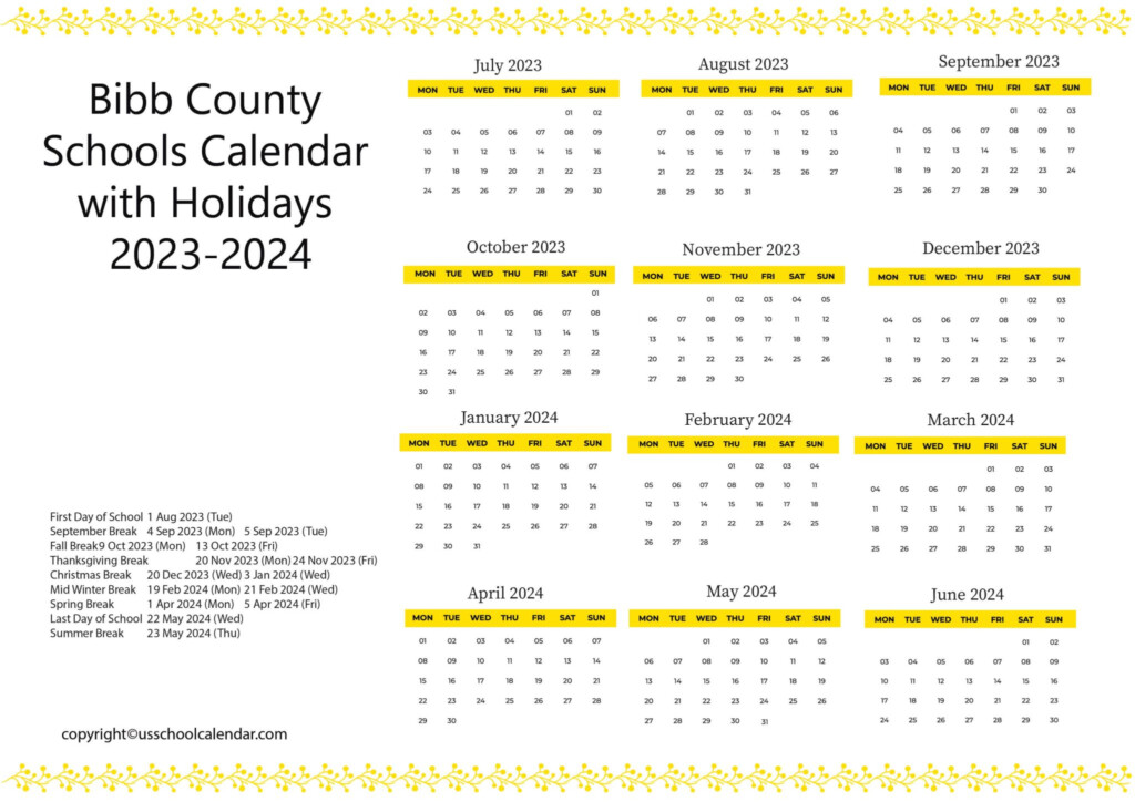 Bibb County Schools Calendar With Holidays 2023 2024