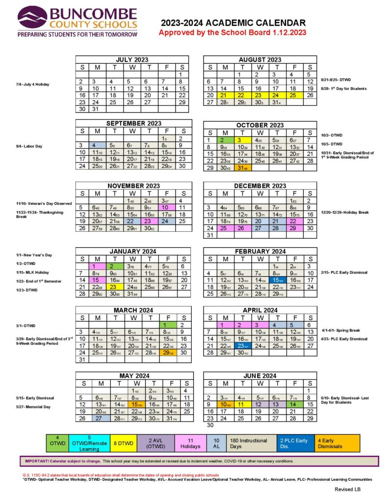 Buncombe County Schools Calendar 2024 2025 Holiday Breaks 