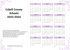 Cabell County Schools Calendar 2024 25 Jandy Murial