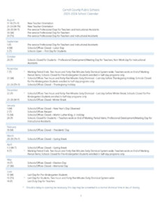 Carroll County Public Schools Calendar 2024 2025 In PDF