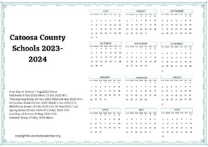 Catoosa County Schools Calendar With Holidays 2023 2024