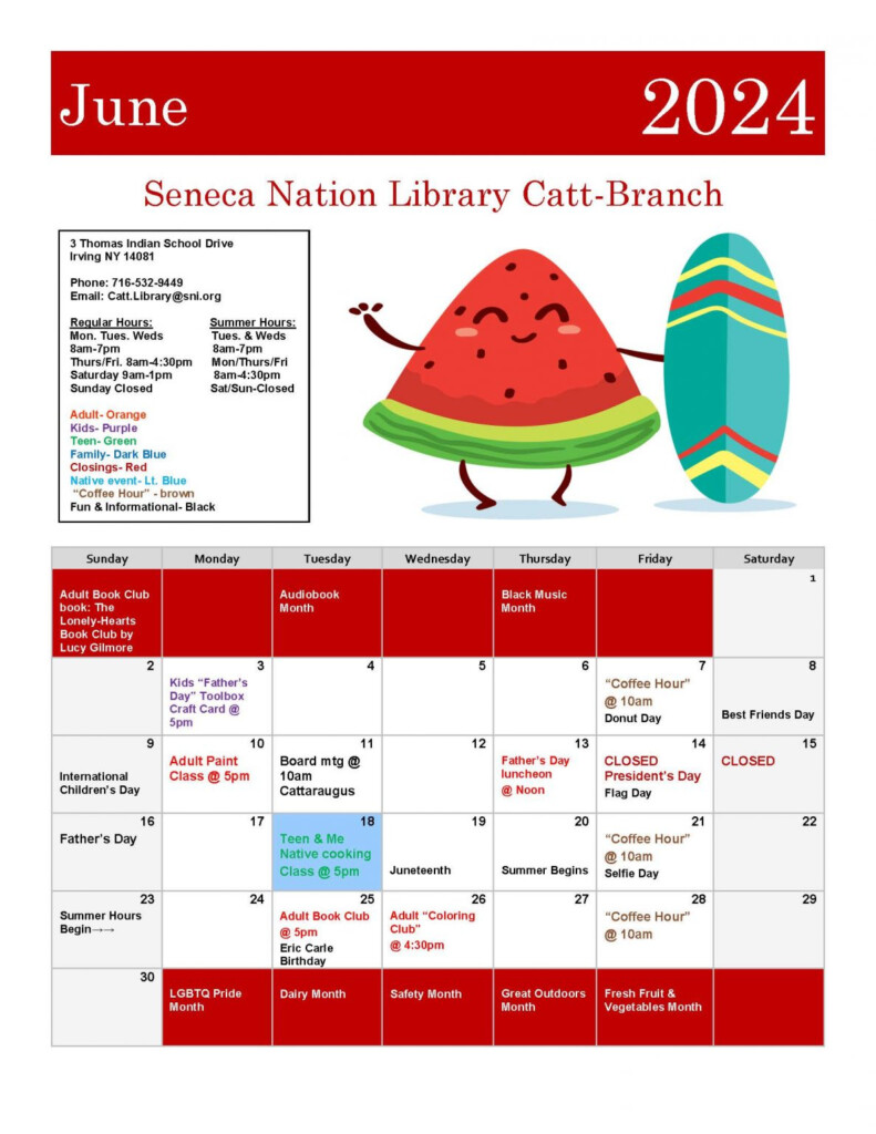 Cattaraugus Library June Patron Calendar SNI