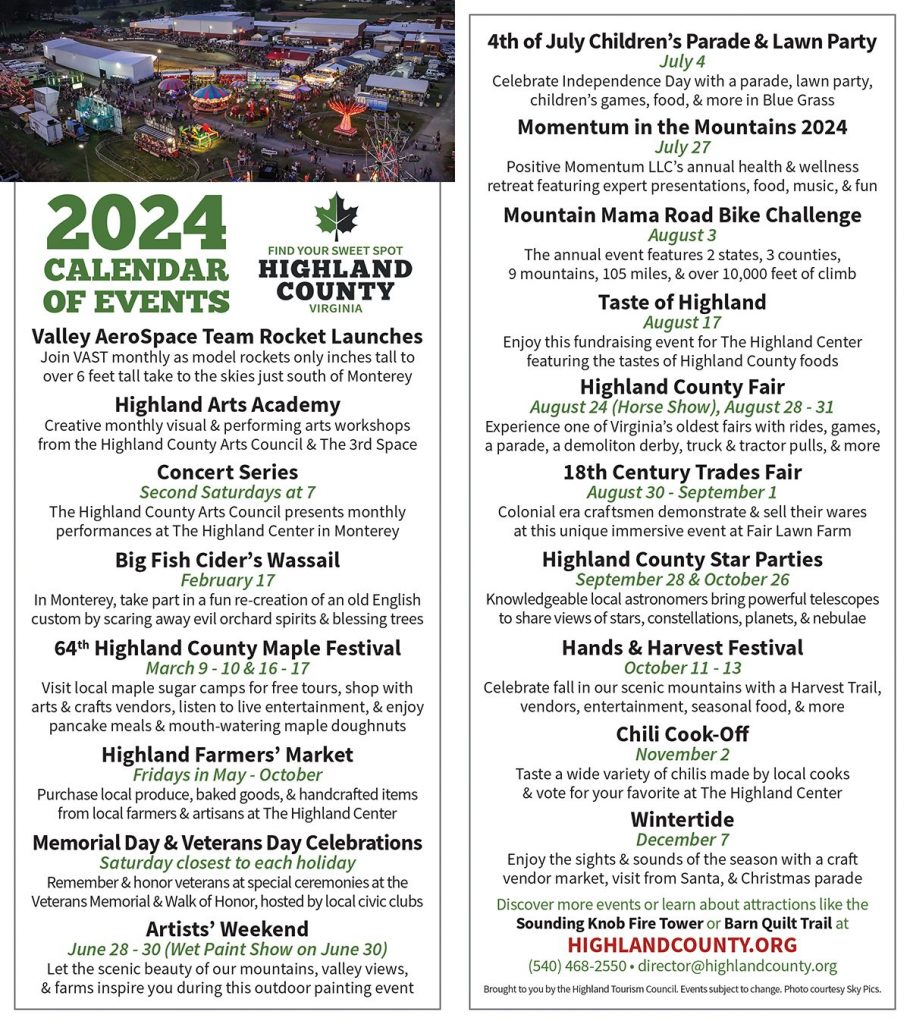 Community Events Calendar Highland County Chamber Of Commerce