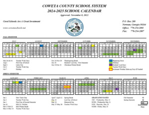 Coweta County Schools Calendar 2024 2025 In PDF