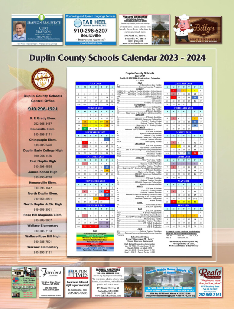 Duplin County Schools Calendar 2023 2023 By APG Eastern NC Issuu