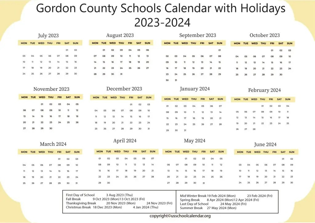 Gordon County Court Calendar Printable Calendars AT A GLANCE