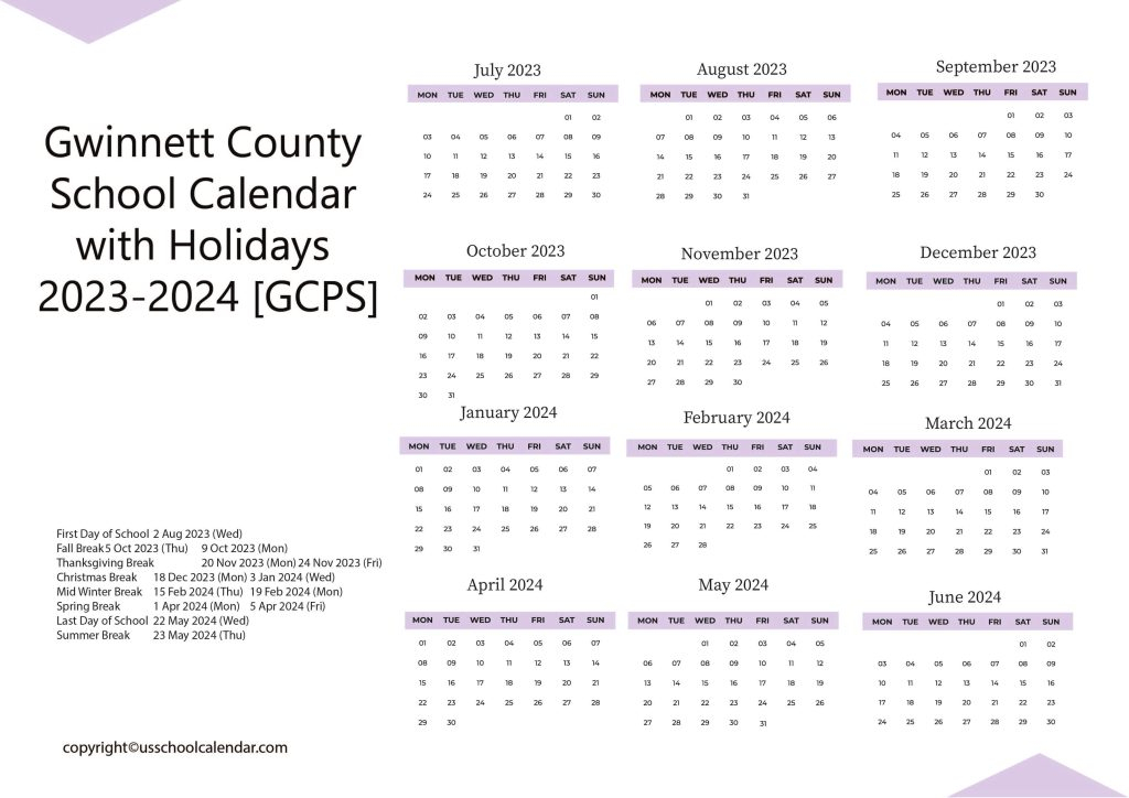 Gwinnett County Public Schools GCPS Calendar 2025 2026 A 