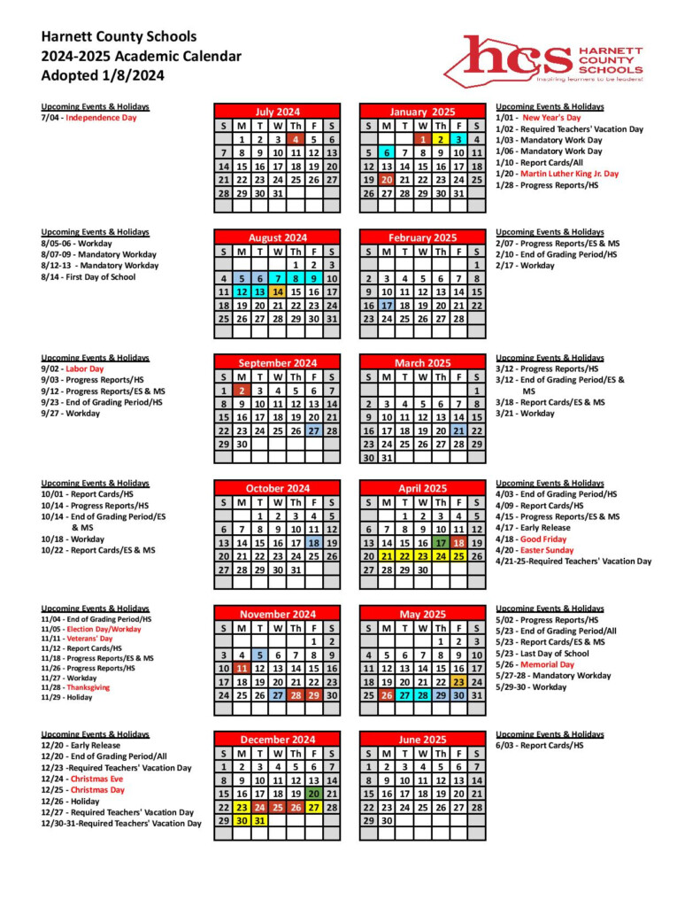 Harnett County Schools Calendar 2024 2025 Holiday Breaks 