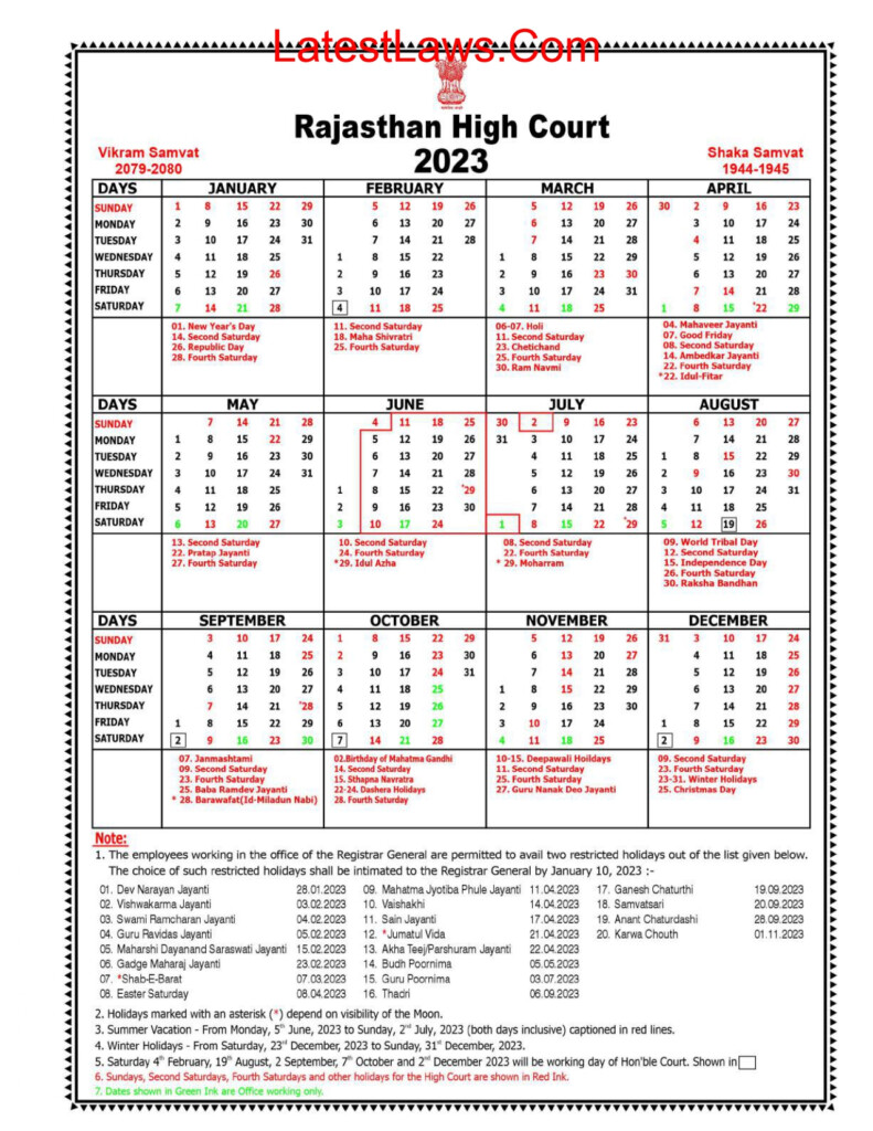 Madras High Court 2024 Calendar Haley Keriann