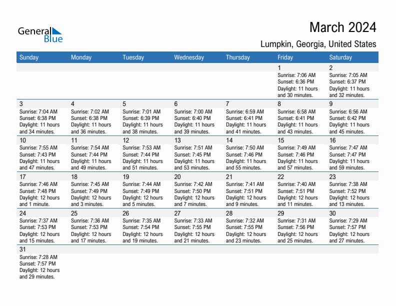 March 2024 Sunrise And Sunset Calendar For Lumpkin PDF Excel Word 