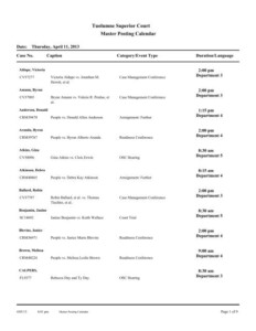 Master Posting Calendar Tuolumne County Superior Court