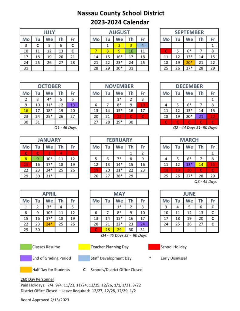 Nassau County Schools Calendar 2024 Holiday Dates 