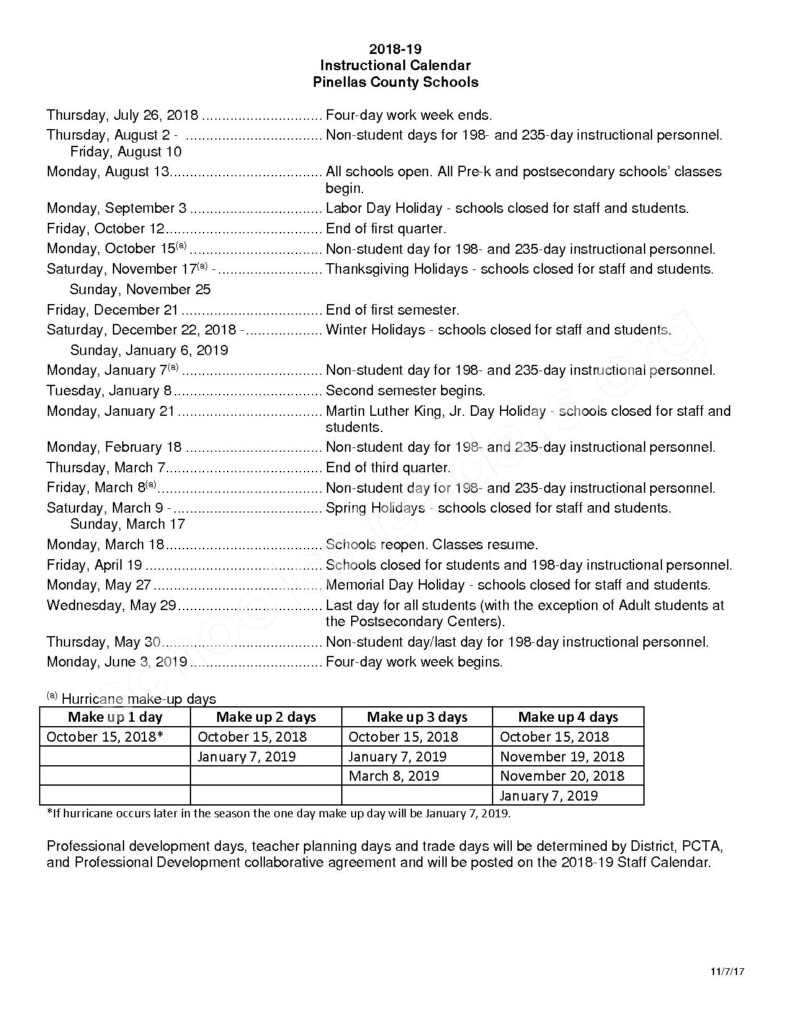 Pinellas County 2024 School Calendar Printable Calendar 2024