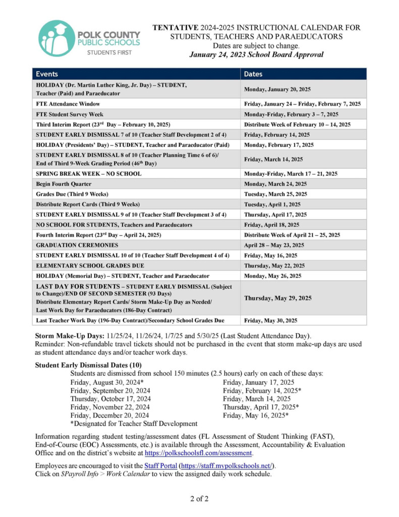 Polk County Fl School Calendar 2025 2025 2025 Leonard Hart