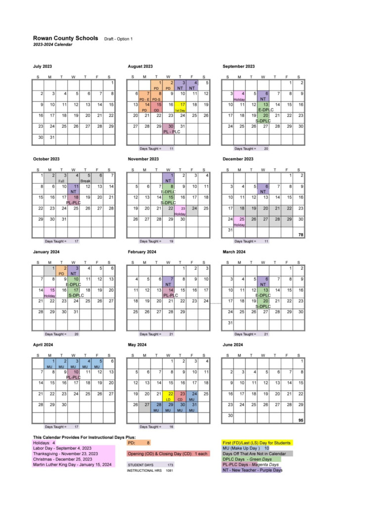 Rowan County Schools Calendar 2024 And 2025 PublicHolidays