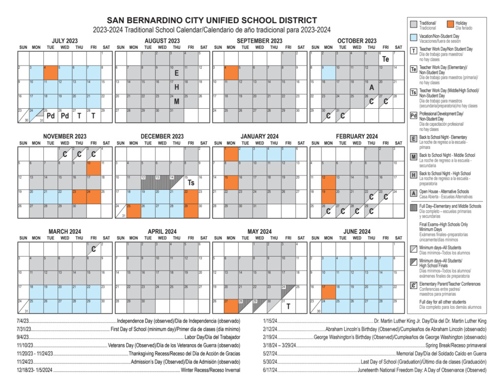 San Bernardino School District Calendar 2025 Candis Brandise