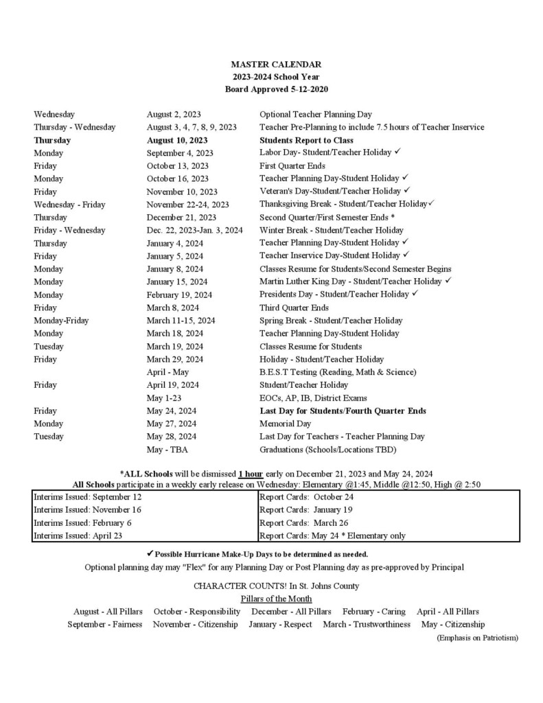 St Johns County School District Calendar 2024 2025