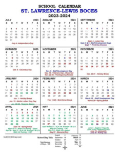 St Lawrence Lewis Counties 2023 24 School Calendar St Lawrence