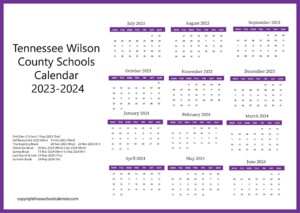 Tennessee Wilson County Schools Calendar 2023 2024