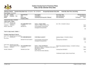 Weekly Criminal Calendar Carbon County Courts